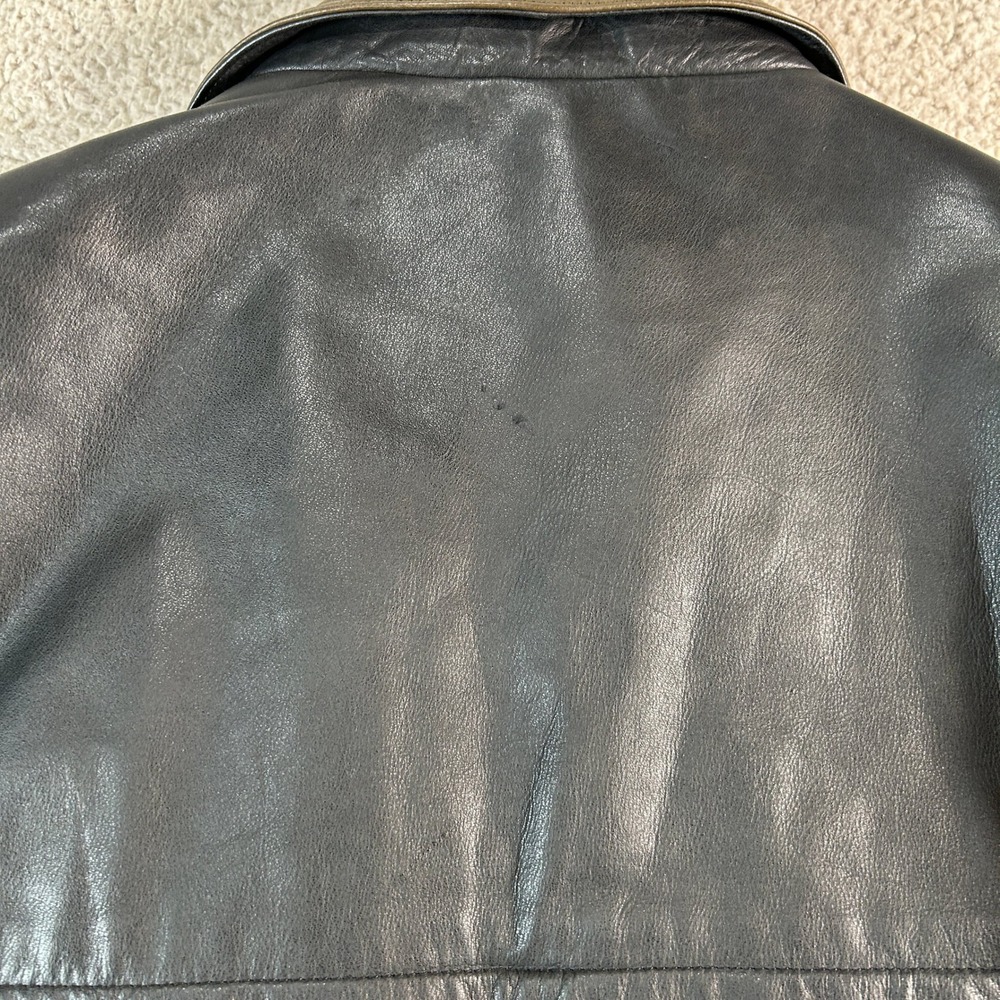 Vintage Luis Alvear Leather Jacket Mens L Bomber Style Black Olive Pockets Korea - Picture 9 of 12